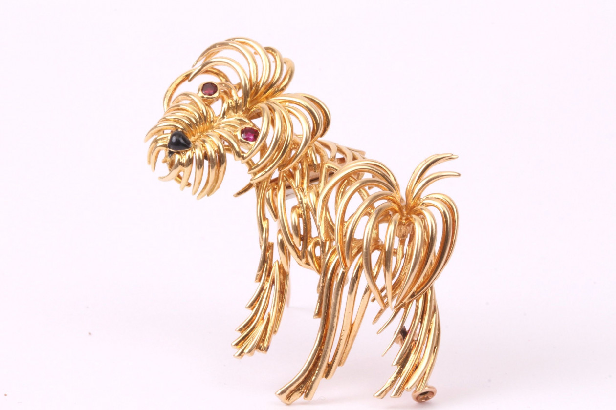 Vintage lot Chien Collection Scottie Scottish Terrier - 2 broches + boite écrin CHIPIE bleu - Montres & Bijoux